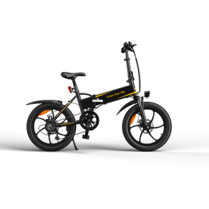 ADO A20F+, skladací elektrický bicykel s širokými pneumatikami - Čierna