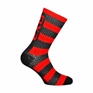 SIX2 Cyklistické ponožky klasické - LUXURY MERINO - červená/čierna 39-42