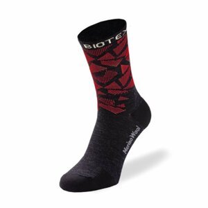 BIOTEX Cyklistické ponožky klasické - MERINO - čierna/červená 43-45