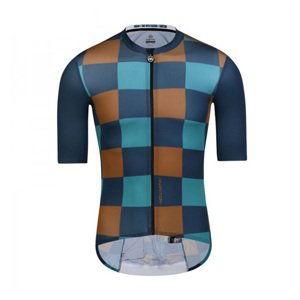 MONTON Cyklistický dres s krátkym rukávom - CHECK - zelená/modrá