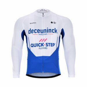 BONAVELO Cyklistický dres s dlhým rukávom zimný - QUICKSTEP 2020 WNT - modrá/biela L