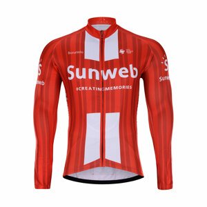 BONAVELO Cyklistický dres s dlhým rukávom zimný - SUNWEB 2020 WINTER - červená/biela S