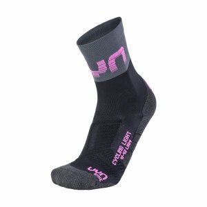 UYN Cyklistické ponožky klasické - LIGHT LADY - šedá/ružová/čierna 39-40