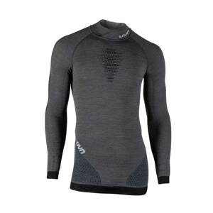 UYN Cyklistické tričko s dlhým rukávom - FUSYON MERINO - čierna/šedá L-XL