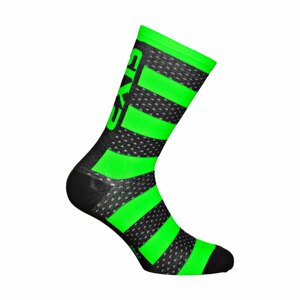 SIX2 Cyklistické ponožky klasické - LUXURY MERINO - čierna/zelená 39-42