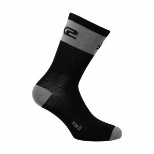 SIX2 Cyklistické ponožky klasické - SHORT LOGO - čierna/šedá 44-47