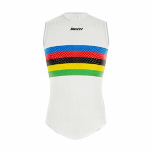SANTINI Cyklistické tričko bez rukávov - UCI RAINBOW - dúhová/biela M-L