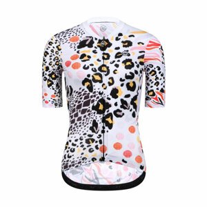 MONTON Cyklistický dres s krátkym rukávom - LEOPARD LADY - biela/čierna/ružová XL