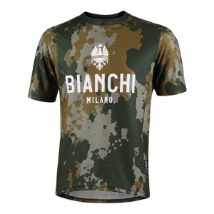 BIANCHI MILANO Cyklistický dres s krátkym rukávom - POZZILLO MTB - hnedá/zelená M
