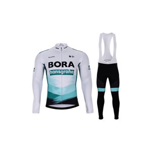 BONAVELO Cyklistický zimný dres a nohavice - BORA 2021 WINTER - zelená/čierna/biela