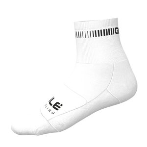 ALÉ Cyklistické ponožky klasické - LOGO Q-SKIN  - biela