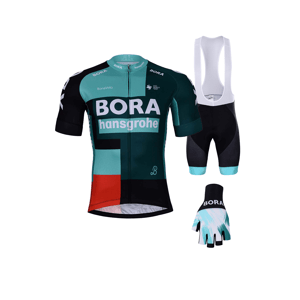 BONAVELO Cyklistický mega set - BORA 2022 - zelená/čierna/biela