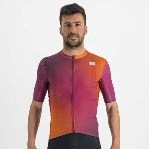 SPORTFUL Cyklistický dres s krátkym rukávom - ROCKET - bordová/oranžová/ružová M