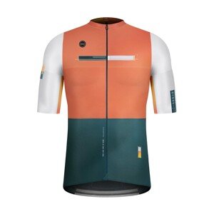 GOBIK Cyklistický dres s krátkym rukávom - ATTITUDE 2.0 APRICOT - zelená/biela/oranžová
