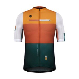 GOBIK Cyklistický dres s krátkym rukávom - STARK NECTAR - zelená/biela/oranžová XL
