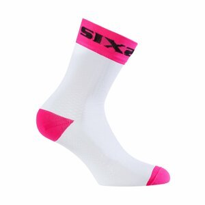 SIX2 Cyklistické ponožky klasické - WHITE SHORT - biela/ružová 43-46