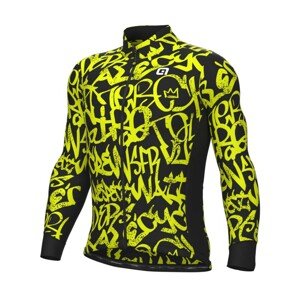ALÉ Cyklistický dres s dlhým rukávom zimný - SOLID RIDE - čierna/žltá XL