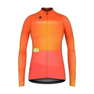 GOBIK Cyklistický dres s dlhým rukávom zimný - COBBLE LADY - ružová/oranžová 2XL