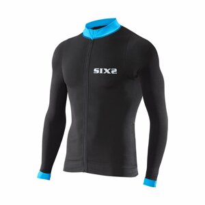 SIX2 Cyklistický dres s dlhým rukávom letný - BIKE4 STRIPES - čierna/modrá S