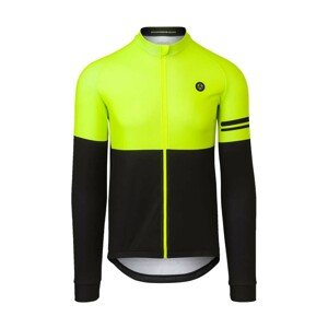 AGU Cyklistický dres s dlhým rukávom zimný - DUO WINTER - žltá/čierna 2XL