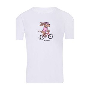 NU. BY HOLOKOLO Cyklistické tričko s krátkym rukávom - PEDAL POWER - biela S-135cm