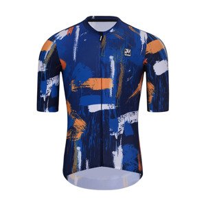HOLOKOLO Cyklistický dres s krátkym rukávom - STROKES - oranžová/modrá 5XL