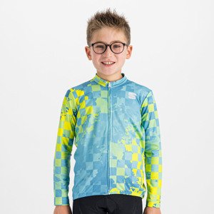 SPORTFUL Cyklistický dres s dlhým rukávom zimný - KID THERMAL - modrá/žltá 12Y