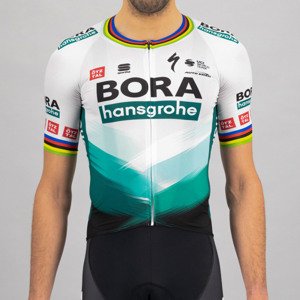 SPORTFUL Cyklistický dres s krátkym rukávom - BOMBER BORA - biela/zelená 2XL