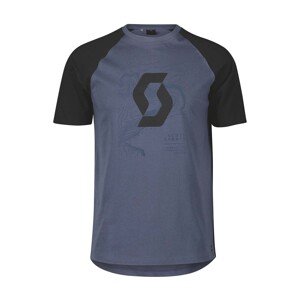 SCOTT Cyklistické tričko s krátkym rukávom - ICON RAGLAN - čierna/modrá S