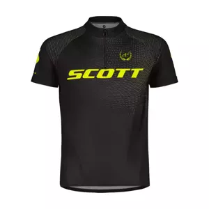 SCOTT Cyklistický dres s krátkym rukávom - RC PRO JR - čierna/žltá 164 cm