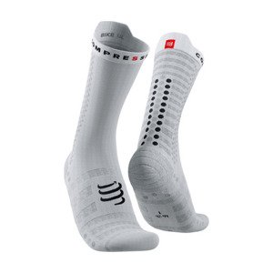 COMPRESSPORT Cyklistické ponožky klasické - PRO RACING V4.0 ULTRALIGHT BIKE  - biela/čierna 39-41