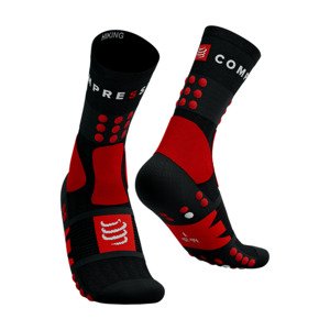 COMPRESSPORT Cyklistické ponožky klasické - HIKING - červená/čierna 35-38