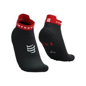 COMPRESSPORT Cyklistické ponožky členkové - PRO RACING V4.0 RUN LOW - čierna/červená 35-38