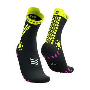 COMPRESSPORT Cyklistické ponožky klasické - PRO RACING V4.0 TRAIL - žltá/čierna 39-41