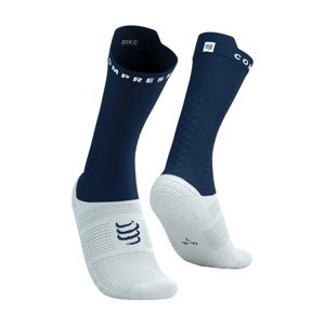 COMPRESSPORT Cyklistické ponožky klasické - PRO RACING V4.0 BIKE - modrá/biela 39-41