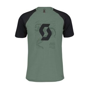SCOTT Cyklistické tričko s krátkym rukávom - ICON RAGLAN - zelená/čierna