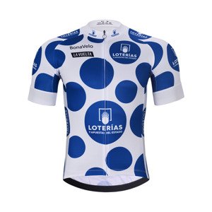 BONAVELO Cyklistický dres s krátkym rukávom - LA VUELTA - biela/modrá M
