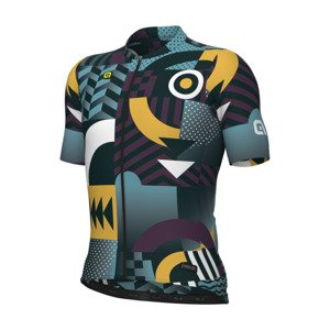 ALÉ Cyklistický dres s krátkym rukávom - PR-E GAMES - tyrkysová/fialová/žltá
