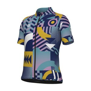 ALÉ Cyklistický dres s krátkym rukávom - KID GAMES - ružová/tyrkysová/žltá