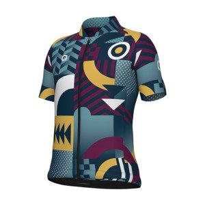 ALÉ Cyklistický dres s krátkym rukávom - KID GAMES - fialová/tyrkysová/žltá 12Y