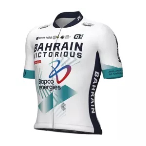 ALÉ Cyklistický dres s krátkym rukávom - BAHRAIN VICTORIOUS 2024 - biela/modrá