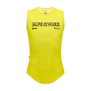 SANTINI Cyklistické tričko bez rukávov - TDF MAILLOT JAUNE ALPE D'HUEZ - žltá XL-2XL
