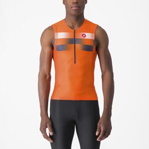 CASTELLI Cyklistický dres bez rukávov - FREE TRI 2 - oranžová/modrá L