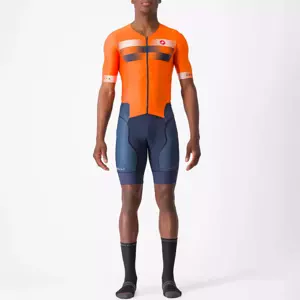 CASTELLI Cyklistická kombinéza - FREE SANREMO 2 - oranžová/modrá S