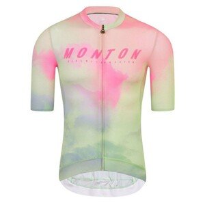 MONTON Cyklistický dres s krátkym rukávom - MORNINGGLOW - svetlo zelená/ružová/fialová L