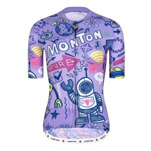 MONTON Cyklistický dres s krátkym rukávom - ROBOTS LADY - žltá/modrá/fialová S