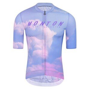 MONTON Cyklistický dres s krátkym rukávom - EVENINGGLOW - svetlo modrá/fialová/ružová S