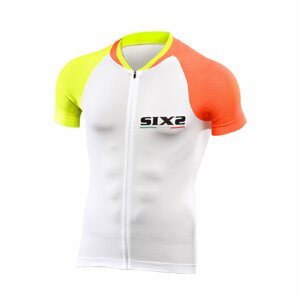 SIX2 Cyklistický dres s krátkym rukávom - BIKE3 ULTRALIGHT - žltá/biela/oranžová XL