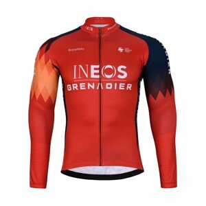 BONAVELO Cyklistický dres s dlhým rukávom zimný - INEOS 2023 WINTER - modrá/červená 3XL