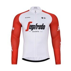 BONAVELO Cyklistický dres s dlhým rukávom zimný - TREK 2023 WINTER - biela/modrá/červená 6XL